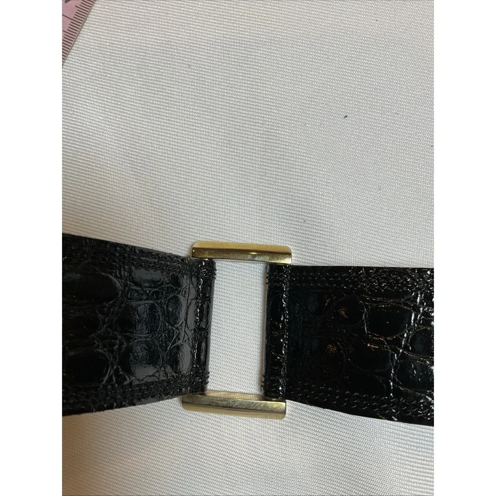 Bergdorf Goodman Crocodile Statement Belt Modular Rings Patent Wide Size 30
